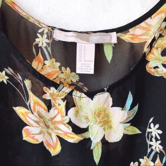 Forever 21 Black Flower Spaghetti-Strap Adjustable Top - Picture 2 of 6